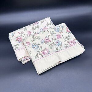 Vintage Queen Size Floral Pillowcases  1980s Cannon USA Cottagecore Roses Pink